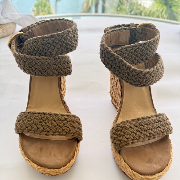 Vintage Stuart Weitzman Wedge Espadrilles in Olive - Picture 2 of 5